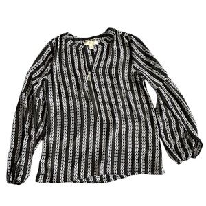 Michael Kors Black and White Chain Pattern Top